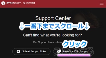 stripchatのアルティメット会員でライブチャットサポートの受け方手順1